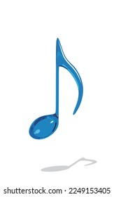 Blue glass eighth note vector illustration