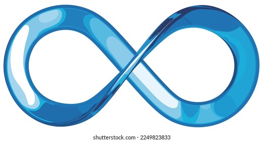 Blue glass infinity mark Mobius circle vector illustration