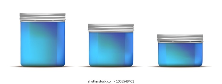 Blue glass jar with screw cap.