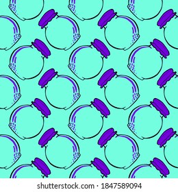 Frasco de vidrio azul, patrón sin costuras sobre fondo azul.