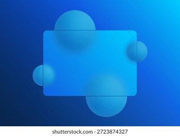 Panel de vidrio azul en estilo morfismo de vidrio sobre fondo azul oscuro. Eps 10