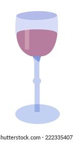 Blue glass of red vine in vector technique on a white background
