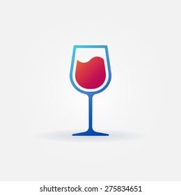 Blue glass of red wine vector icon - alcohol symbol or logo