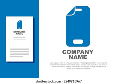 Blue Glass screen protector for smartphone icon isolated on white background. Protective film for glass. Transparent soft glass for mobile phone. Logo design template element. Vector