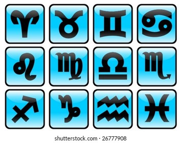 blue glass zodiac set vector
