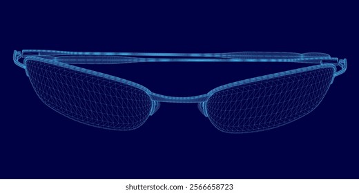 blue glasses with a blue background. The glasses are blurry and pixelated, giving the impression of a digital image