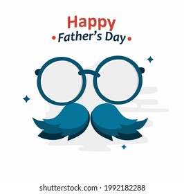 blue glasses and beard with happy father's day writing