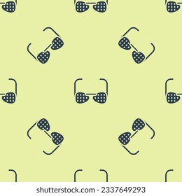 Blue Glasses for the blind and visually impaired icon isolated seamless pattern on yellow background.  Vector