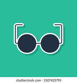Blue Glasses icon isolated on green background. Eyeglass frame symbol. Vector Illustration Blue Glasses icon isolated on green background. Eyeglass frame symbol. Vector Illustration
