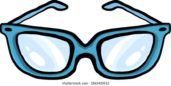 Gafas azules, ilustración, vector sobre fondo blanco.