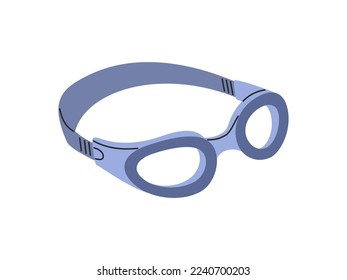 Blue glasses for swimming. Diving goggles. Pool accessory. Hand drawn vector illustration isolated on white background. Flat style.