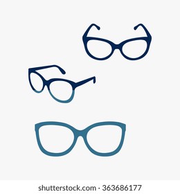 Blue glasses vector set. Retro, aviator frames