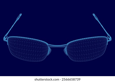 blue glasses with a wire frame. The wire frame is made of metal and is very thin