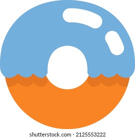Blue glazed donut, illustration, vector on a white background.