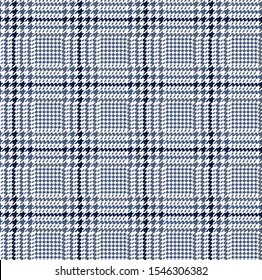 Blue glen check pattern. Stylish hounds tooth plaid design.