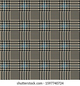 Blue glen check pattern. Stylish hounds tooth checkered design.