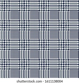 Blue glen check pattern. Stylish hounds tooth checkered design.