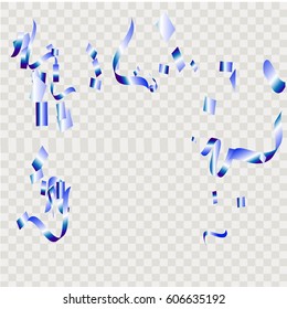 Blue glitter confetti background. Falling blue glittering for Christmas and New Year backdrop, greeting card. Vector illustration eps10.