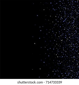 Blue glitter of confetti on a black background. Luxury New Year Background. Blue grainy abstract texture sparkles and shimmers. Element of design. Vector illustration, EPS 10.