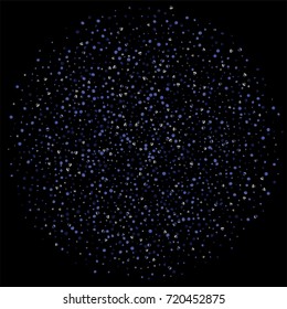 Blue glitter of confetti on a black background. Luxury New Year Background. Blue grainy abstract texture sparkles and shimmers. Element of design. Vector illustration, EPS 10.