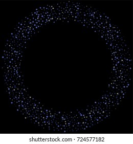 Blue glitter of confetti on a black background. Luxury New Year Background. Blue grainy abstract texture sparkles and shimmers. Element of design. Vector illustration, EPS 10.