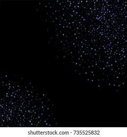 Blue glitter of confetti on a black background. Luxury New Year Background. Blue grainy abstract texture sparkles and shimmers. Element of design. Vector illustration, EPS 10.