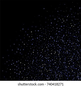 Blue glitter of confetti on a black background. Luxury New Year Background. Blue grainy abstract texture sparkles and shimmers. Element of design. Vector illustration, EPS 10.