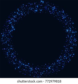 Blue glitter of confetti on a dark background. Luxury festive background. Shining sparkling abstract texture. Element of design. Vector illustration, EPS 10.