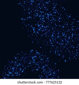Blue glitter of confetti on a dark background. Luxury festive background. Shining sparkling abstract texture. Element of design. Vector illustration, EPS 10.