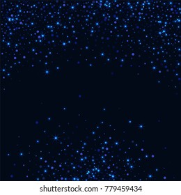 Blue glitter of confetti on a dark background. Luxury festive background. Shining sparkling abstract texture. Element of design. Vector illustration, EPS 10.