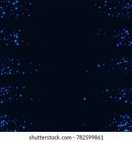 Blue glitter of confetti on a dark background. Luxury festive background. Shining sparkling abstract texture. Element of design. Vector illustration, EPS 10.