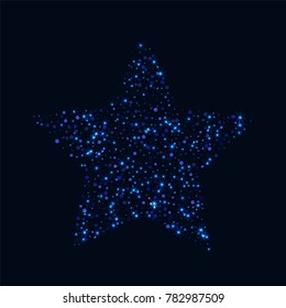 Blue glitter of confetti on a dark background. Luxury festive background. Shining sparkling abstract texture. Element of design. Vector illustration, EPS 10.