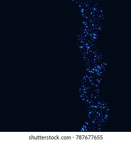 Blue glitter of confetti on a dark background. Luxury festive background. Shining sparkling abstract texture. Element of design. Vector illustration, EPS 10.