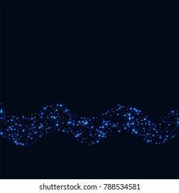 Blue glitter of confetti on a dark background. Luxury festive background. Shining sparkling abstract texture. Element of design. Vector illustration, EPS 10.