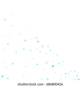 Blue glitter Confetti stars background. Scatter on white background made of blue glittering confetti stars. Scatter on white background made of blue confetti stars. Vector illustration.