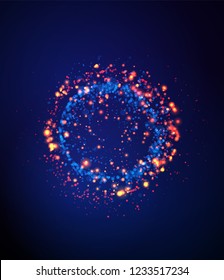 Blue glitter particles background effect. Light effect in an explosion on a black background. Vector illustration 3D, of realistic vector, EPS 10 Blue glitter particles background effect. Light effect in an explosion on a black background. Vector illustration 3D, of realistic vector, EPS 10