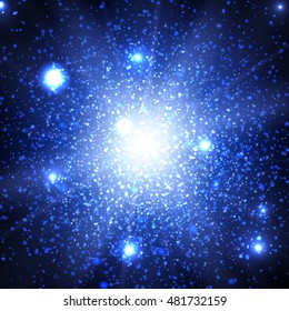 blue glitter particles background effect.  Vector Illustration