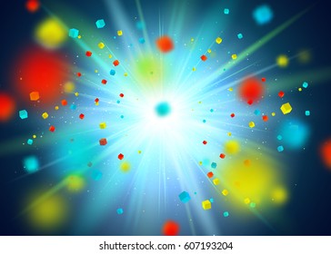 Blue glitter particles background effect. Light effect in an explosion on a black background. Vector illustration 3D, of realistic vector, EPS 10