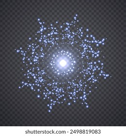 Blue glitter particles. Lights effect isolated on transparent background. Graphic concept for your design.
