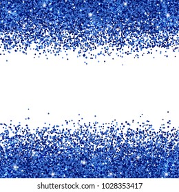 Blue glitter scattered on white background. Vector