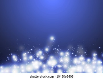 Blue glitter sparkling light bokeh abstract background, Christmas and new year festive vector illustration background