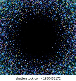 Blue glitter sparks. Shiny confetti and glitter sparkling texture with glowing lights. Vector illustration.
