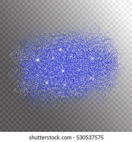 Blue glitter splash on transparent background. Vector illustration.