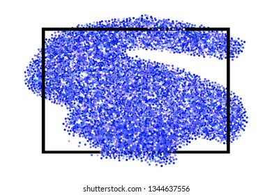 Blue glitter texture border isolated over white background. Abstract scattered golden sparkles of confetti. Bright celebration vector illustration.