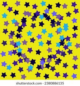 Blue Glitter Vector Blue Yellow Background. Dark Starfall Modern Banner. Splash Luxury Design. Stars Isolated Wallpaper.