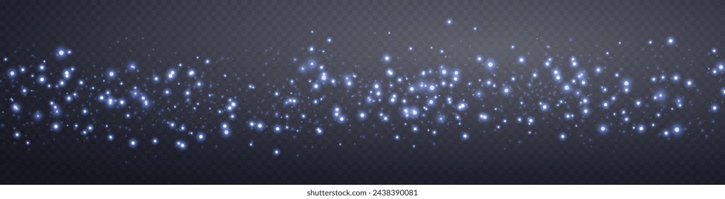 Blue glittering dots, particles, stars magic sparks. Glow flare light effect. Gold luminous points. Vector particles on transparent background. 