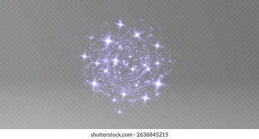Blue glittering dots, particles, stars magic sparks. Glow flare light effect. Blue luminous points. Vector particles on black background.