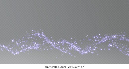 Blue glittering dots, particles, stars magic sparks. Glow flare light effect. Blue luminous points. Vector particles on black background.