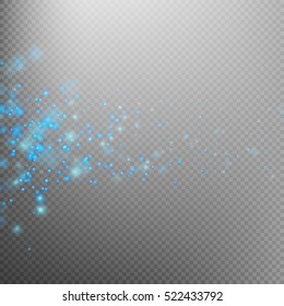 Blue glittering star dust trail sparkling particles on transparent background. Magic glittering path. EPS 10 vector file included