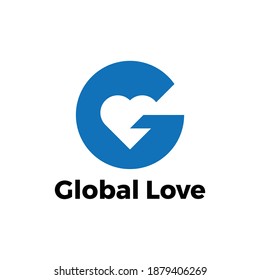 vector de logotipo de amor global azul